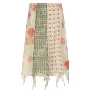 Bohemian Hippie Midi Skirt | Floral Chiffon Irregular Hem | A-Line Low Waist Vacation Skirt | S–M