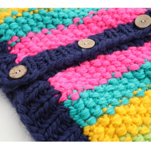 Chunky Handmade Rainbow Cardigan | Loose Knit Multicolour Acrylic Sweater | Hippie Autumn/Winter One Size