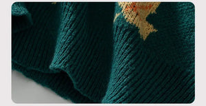 Women's Knitted Pullover Sweater With Maple Leaf Print | Sizes S-XL