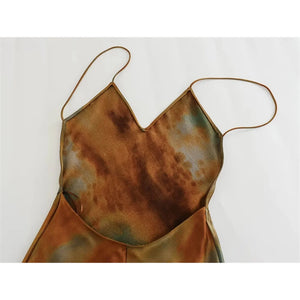 Brown Earthy Spaghetti Strapped Backless High Waisted Summer Dress | Sizes XS-L