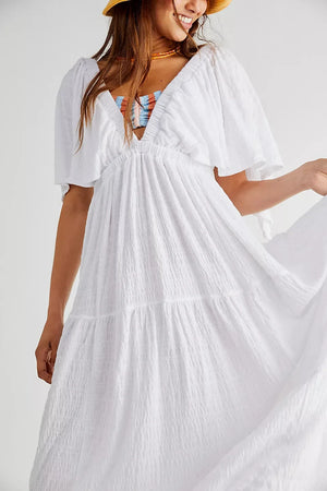 Boho Oversized Maxi Dress | Deep V-Neck Flowy Cotton Blend Long Dress | Flare Sleeve Beach Sundress | S-XL | Summer 2024