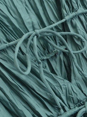 Women's Vintage Pleated Mini Dress | V-Neck | XS-L