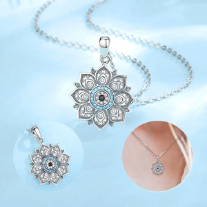 Women's 925 Sterling Silver Lotus Evil Eye Necklace