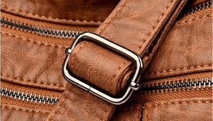 Plain Soft Leather Handbag With Zipper Closures | Various Colour Options