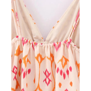 Women's Pink Bohemian Sleeveless Spaghetti Strap Vneck Top | XS - L