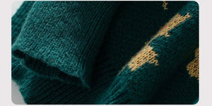 Women's Knitted Pullover Sweater With Maple Leaf Print | Sizes S-XL