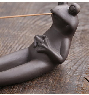 Cool Funny Smoking Frog Incense Stick Burner / Ash Catcher