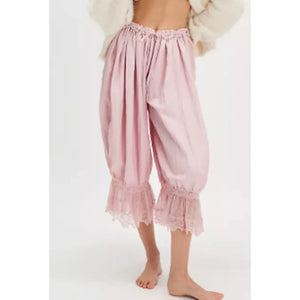 Boho Lace Patchwork Bloomers | High Waist Drawstring Cropped Lantern Pants (S–L, 7 Colours)