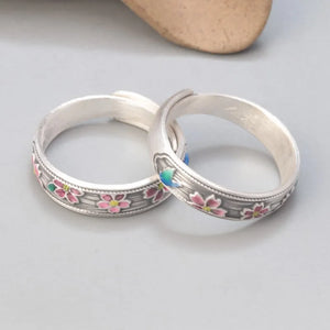 Vintage Hippie Bohemian Styled Flower Finger Ring | 999 Pure Silver