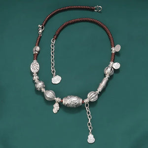 Elegant Bucket Shaped 925 Silver Necklace | Gourd Bamboo