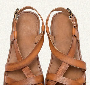 Women's Genuine Leather Platform Flats | Weave Mary Jane Sandals | Luxury Summer Slippers | Beige, Orange & Green | Sizes 35-40