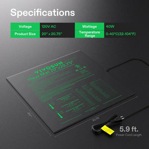 Seedling Heat Mat & Thermostat Combo | 20″ x 20.75″ | Fits Two 1020 Trays | Safe, Energy-Efficient Propagation Mat for Seed Starting & Cloning