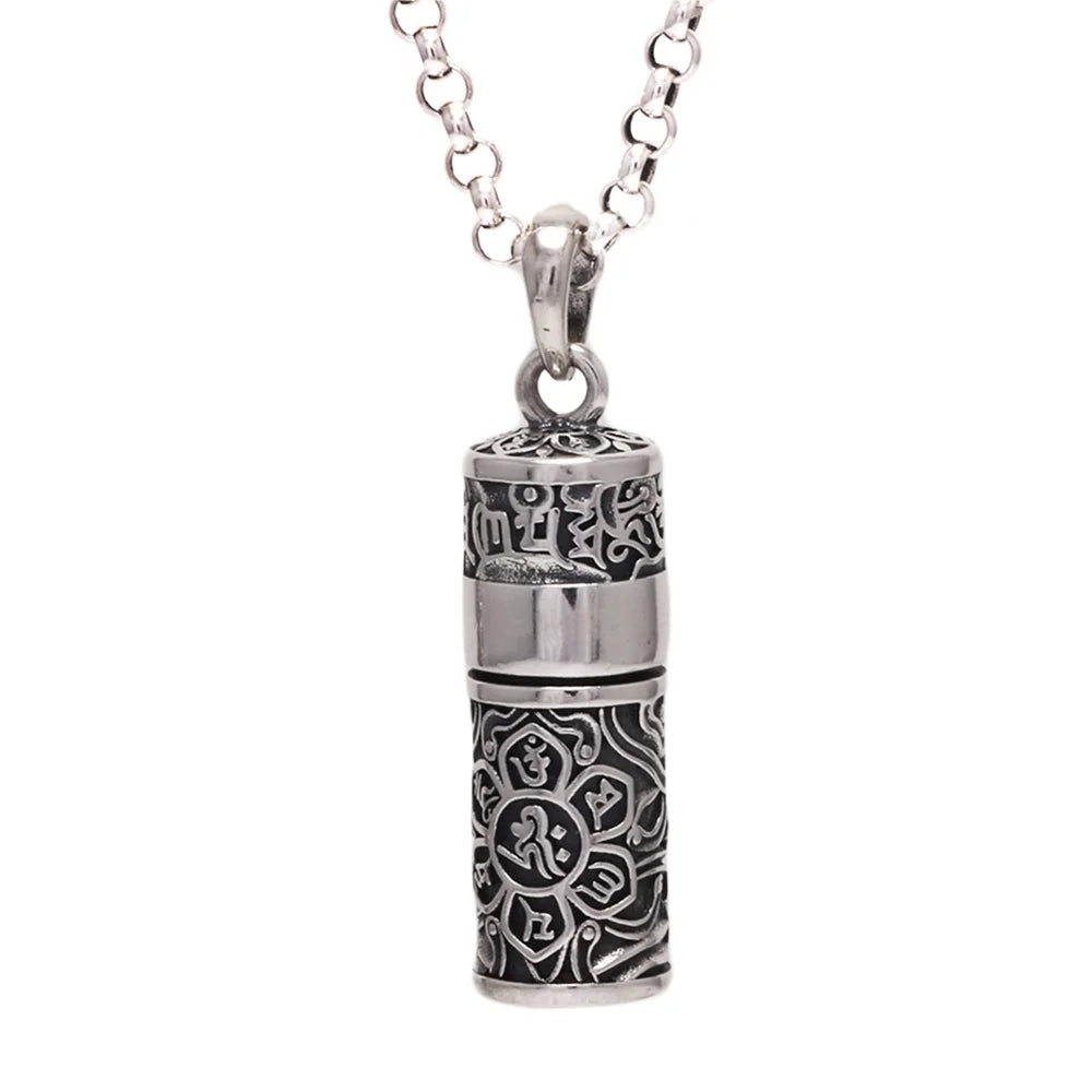 Buddhist Styled 999 Silver Urn Ashes Necklace
