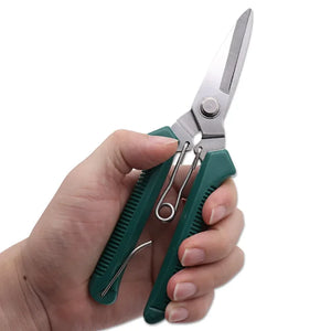 Small Green Straight Head Garden Pruning Shears / Snips | 190mm | Stainless Steel