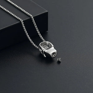 Skull Cremation Urn Necklace | Black & Silver Options