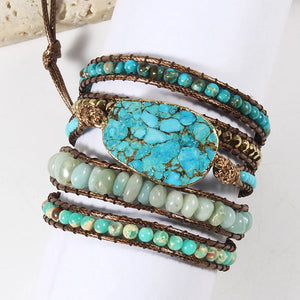 Handmade Turquoise Designer Boho Bracelet | 5 Strand