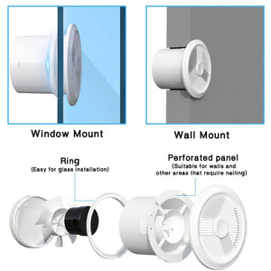 4W ECO-Friendly Two-Way Bathroom Exhaust Fan with Remote Control | Wall or Window Mount