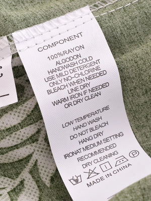 Bohemian Green Floral Wide-Leg Pants | Rayon Loose Fit High Hip Elastic Waist Trousers | S–L