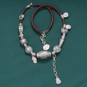 Elegant Bucket Shaped 925 Silver Necklace | Gourd Bamboo