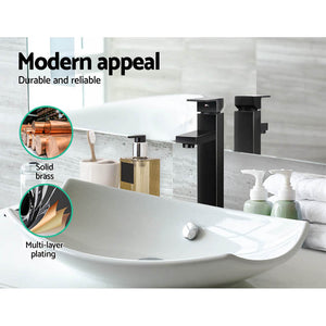 Cefito | Bathroom Basin Mixer Tap | Square Tall Faucet | Vanity Laundry | Black