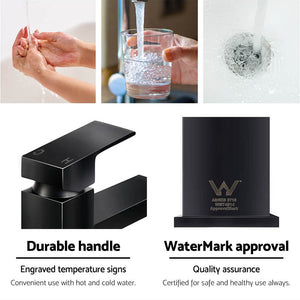 Cefito | Bathroom Basin Mixer Tap | Square Tall Faucet | Vanity Laundry | Black