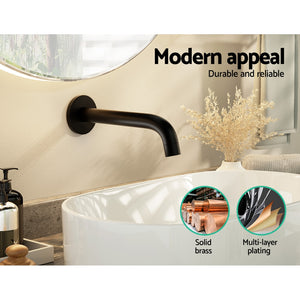 Bathroom Mixer Spout | Wall Bath Tap | Round | Shower | Bathtub | Black