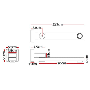 Cefito | Bathroom Mixer Spout | Wall Bath Tap | Square Swivel Bathtub | Chrome