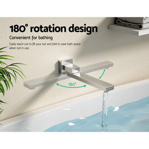 Cefito | Bathroom Mixer Spout | Wall Bath Tap | Square Swivel Bathtub | Chrome