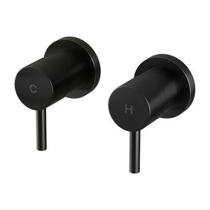 Basin Twin Tap | Wall Round | Brass Faucet | Shower Bathtub | Black