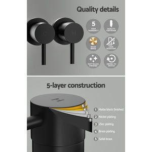 Basin Twin Tap | Wall Round | Brass Faucet | Shower Bathtub | Black