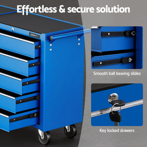 Tool Chest Trolley | 10 Drawer Toolbox | Storage Cabinet | Blue