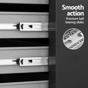 15-Drawer Tool Chest Trolley | 2-in-1 Rolling Toolbox | Black & Grey