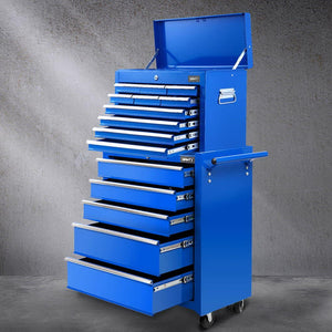 15-Drawer Tool Chest Trolley | 2-in-1 Garage Storage | Blue
