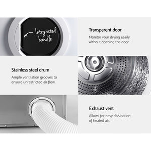 Devanti Vented Tumble Dryer | 7kg Capacity | White | Freestanding Electric Dryer