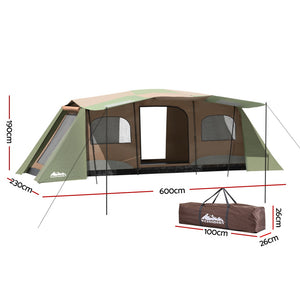 Camping Tent | Instant Up | 10 Person Family Outdoor Hiking Tent with 3 Rooms