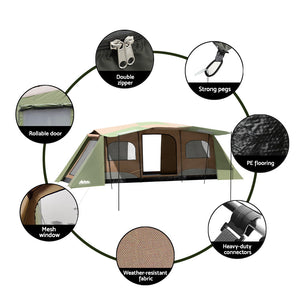 Camping Tent | Instant Up | 10 Person Family Outdoor Hiking Tent with 3 Rooms