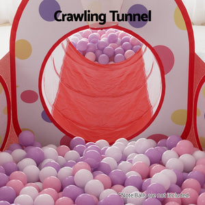 Play Tent | Pop Up Teepee Playhouse | Ball Pit Tunnel | Basketball Hoop | Red