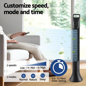 Tower Fan | Oscillating | 3 Speeds | Remote Control | 91cm