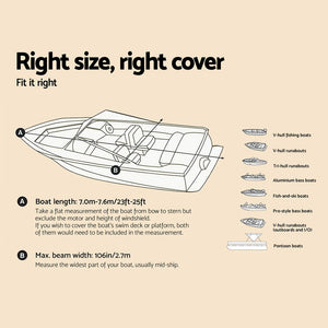 Seamanship Boat Cover | 23-25ft Trailerable | Jumbo Marine 600D | Heavy Duty | Grey