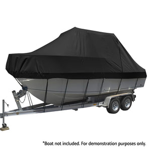 Seamanship Boat Cover | 25-27ft Trailerable Jumbo | Marine 600D Heavy-Duty | Black