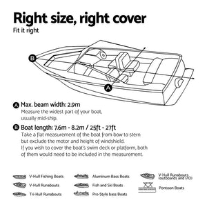 Seamanship Boat Cover | 25-27ft Trailerable Jumbo | Marine 600D Heavy-Duty | Black
