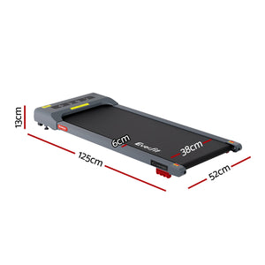 Treadmill Walking Pad 380mm | Electric Incline Under Desk Home Gym | Grey | Compact Fitness Equipment