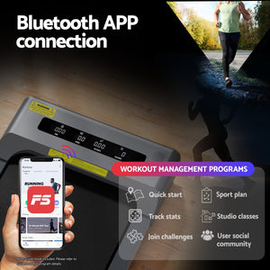 Treadmill Walking Pad 380mm | Electric Incline Under Desk Home Gym | Grey | Compact Fitness Equipment