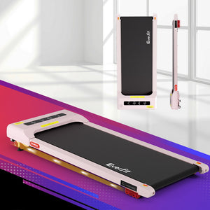 Treadmill Walking Pad 380mm | Electric Incline Under Desk Home Gym | Pink | Compact Fitness Equipment