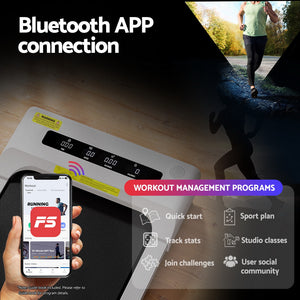 Treadmill Walking Pad 380mm | Electric Incline Under Desk Home Gym | White | Compact Fitness Equipment