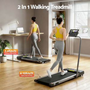 Everfit 2 in 1 Treadmill Electric Walking Pad Under Desk Home Gym Fitness 380mm Grey