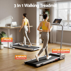 Walking Pad Treadmill | 3-In-1 Foldable Under Desk Treadmill | Silver