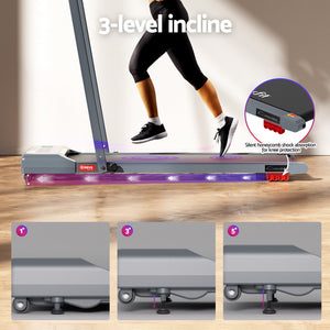 Treadmill Walking Pad 380mm | Electric Incline Under Desk Treadmill | Grey | Home Gym Fitness Equipment