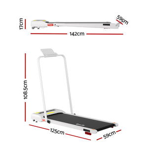 Treadmill Walking Pad 380mm | Electric Incline Under Desk | Fitness Equipment | White