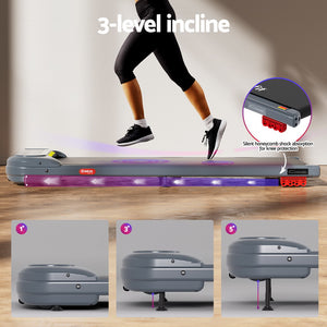Treadmill Walking Pad | Electric Incline Under Desk Home Gym Treadmill | Grey | Compact Fitness Equipment